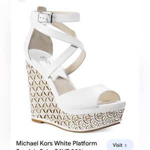 Michael Kors white wedges platform sandals